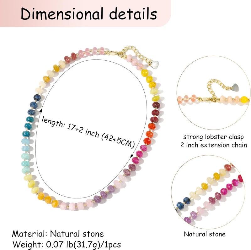 Badu Gemstone Beaded Necklace for Women Colorful Natural Stone Freshwater Pearl Surfer Beach Rainbow Necklace Jewelry Gift - Image 2